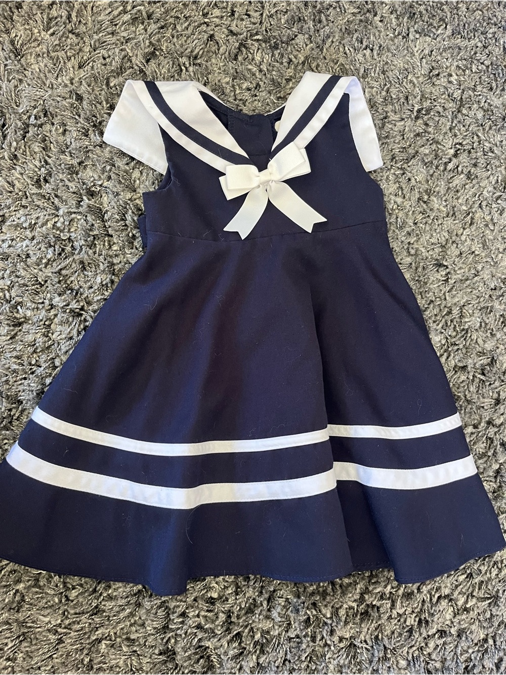 Rare editions nautical sailor navy blue baby girl dress 18mo